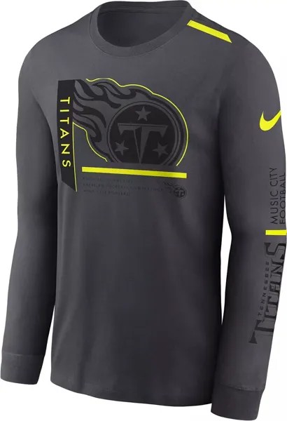 Мужская футболка Nike Tennessee Titans 2023 Volt Dri-FIT антрацитового цвета с длинным рукавом