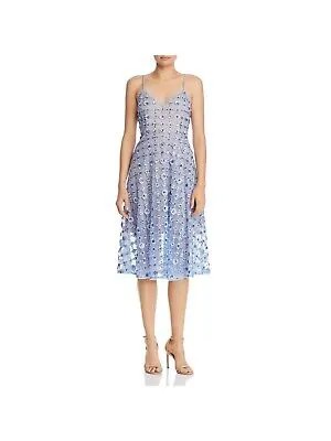 AIDAN MATTOX Женское голубое платье миди на тонких бретелях на подкладке + расклешенное платье 12