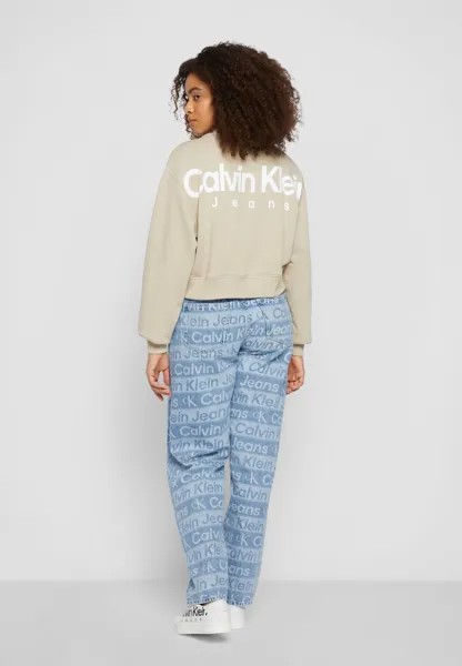 Толстовка Calvin Klein Jeans ЭКСКЛЮЗИВНЫЙ ВЫРЕЗ BOLD CALVIN GRAPHIC CREW NECK, цвет plaza taupe