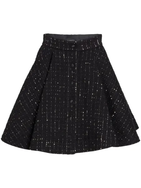 Giambattista Valli юбка-клеш из букле с высокой посадкой, черный