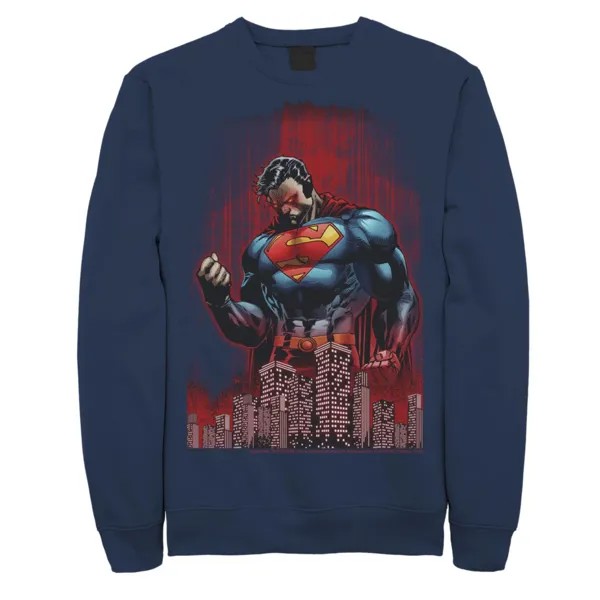 Мужская толстовка с плакатом Superman Power Flex Skyline Comic DC Comics, синий