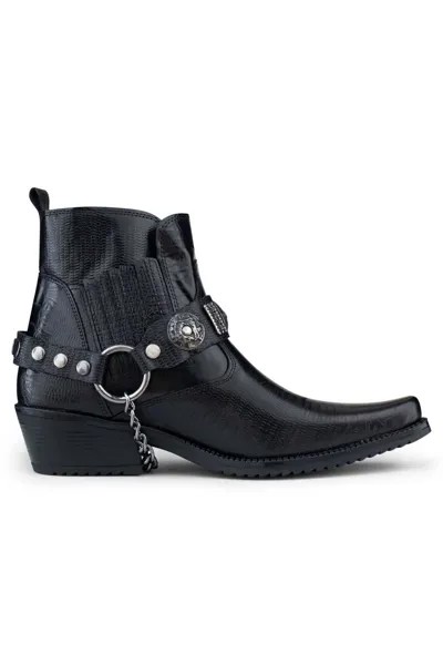 Мужские черные кожаные ботинки Winklepicker в готическом стиле в стиле вестерн Infinity Leather, черный
