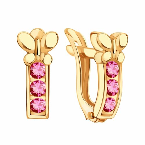 Серьги Diamant online, золото, 585 проба, фианит, розовый