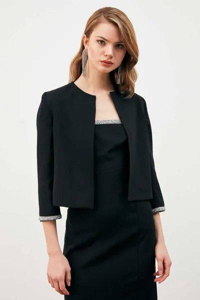 Короткая куртка с камнями на рукавах Gusto, черный