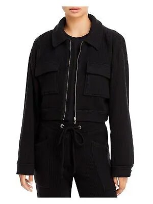 JONATHAN SIMKHAI Женская черная куртка в рубчик с застежкой-молнией и манжетами на кнопках размер XL