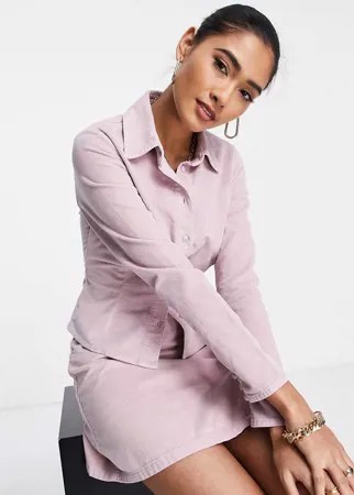Бархатная приталенная рубашка сиреневого цвета от комплекта ASOS DESIGN-Фиолетовый цвет