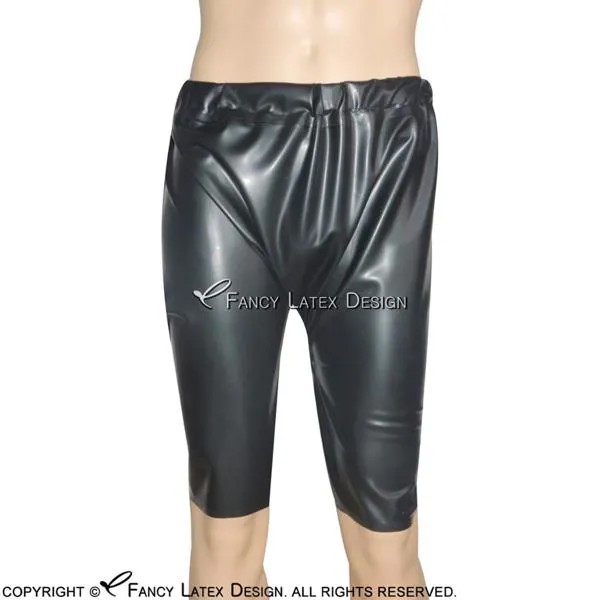 Черные сексуальные латексные длинные шорты боксеры с резинкой DK-0085
