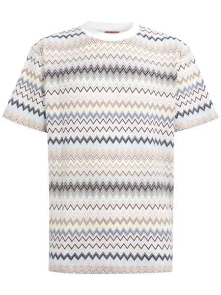 Missoni футболка из хлопка с узором «зигзаг», белый
