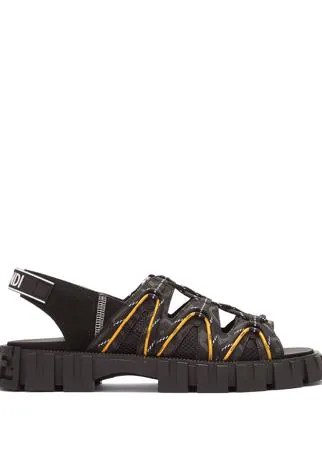 Fendi Force leather and mesh sandals