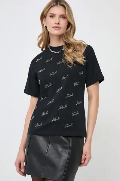 Хлопковая футболка Karl Lagerfeld, черный