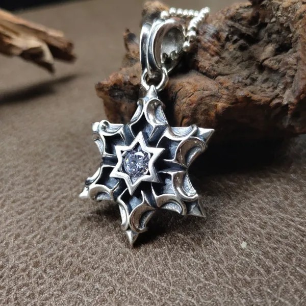 Новинка, однотонные ювелирные изделия BOCAI из чистого серебра s925 пробы, стильная Личная уличная подвеска в стиле хип-хоп, панк, готика, гексаграмма, темный человек и женщина