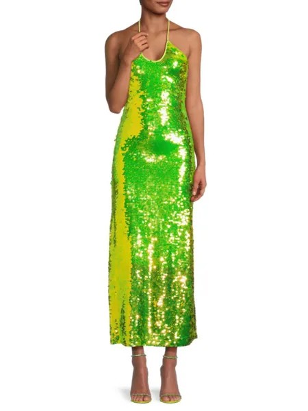 Платье макси с пайетками и бретелькой Lily Cult Gaia, цвет Acid Fern