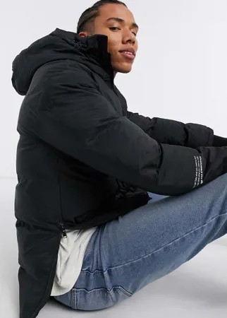 Черный пуховик в стиле oversized с карманами Sixth June