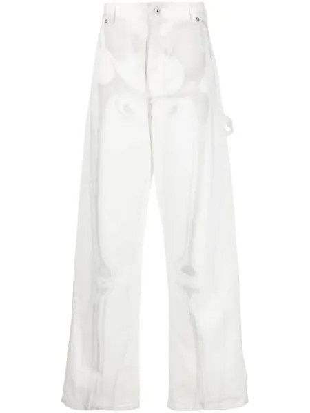 Off-White широкие джинсы с принтом Body Scan, белый
