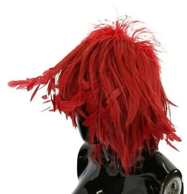 DOLCE - GABBANA Шляпа Красная кожаная модная кепка со страусиным петушиным пером XS / 56см