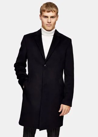 Черное пальто классического кроя Topman Considered-Черный цвет