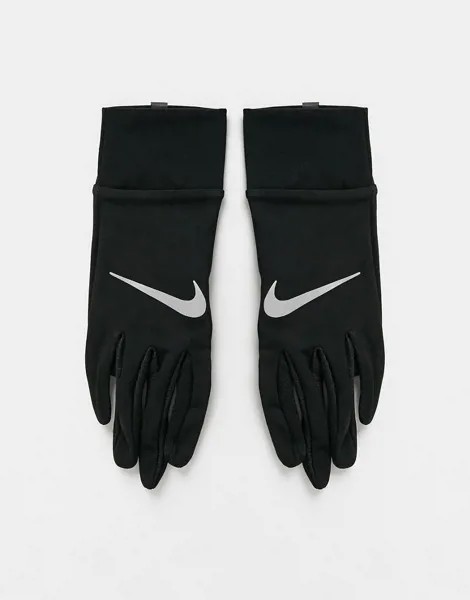 Легкие женские перчатки черного цвета для бега из технологичной ткани Nike-Черный цвет