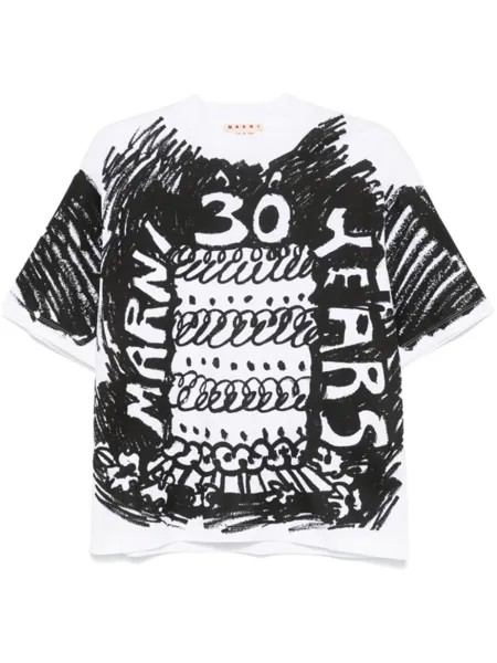 Marni футболка с абстрактным принтом, белый