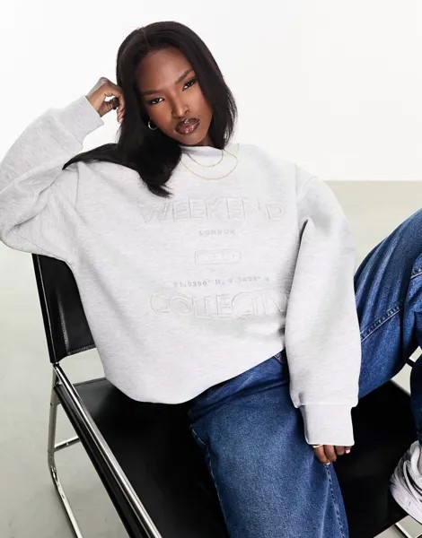 Серый вересковый свитшот с потертым логотипом ASOS Weekend Collective