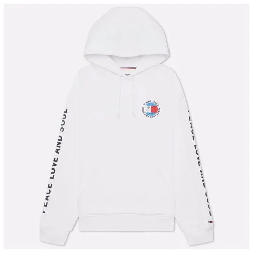 Женская толстовка Tommy Jeans Oversized Peace Smiley Hoodie белый , Размер L