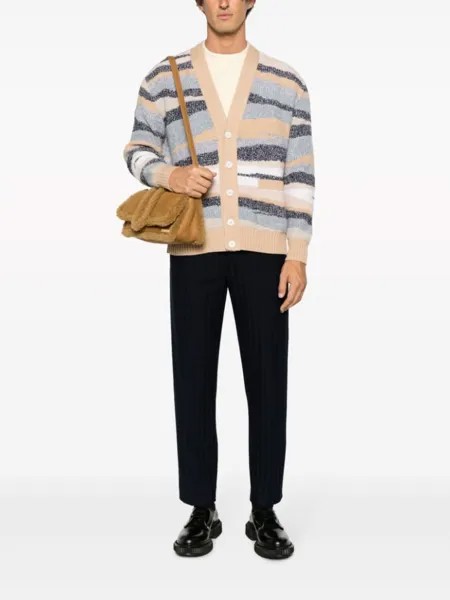 Missoni шерстяной кардиган с узором зигзаг, нейтральный цвет