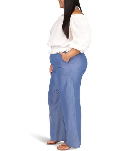 Брюки Michael Kors Plus Size Chambray Wide Leg Pants, цвет Light Cadet Wash