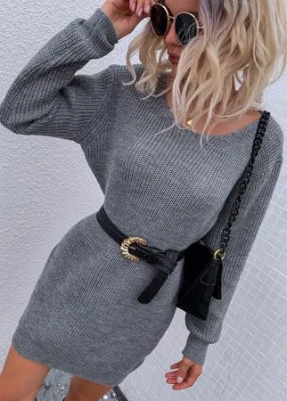 Платье-свитер с открытой спиной без пояса