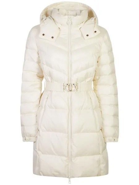 TWINSET стеганое пальто с поясом, белый