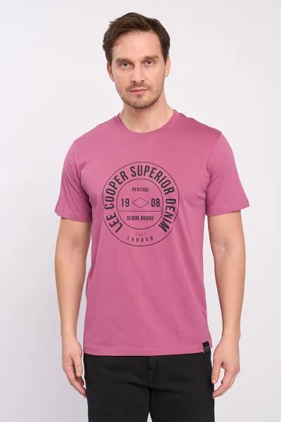 Хлопковая футболка с логотипом Lee Cooper, розовый