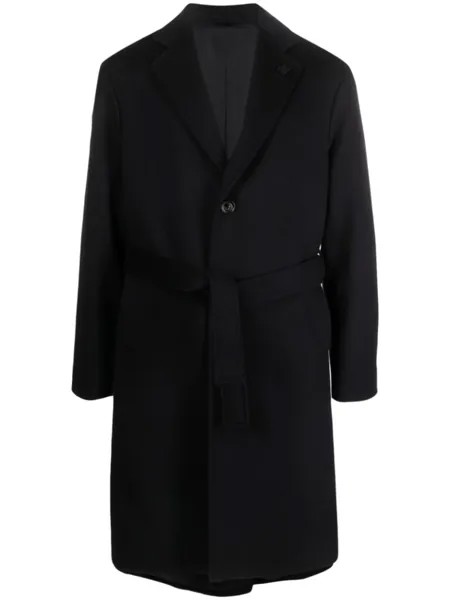 Lardini шерстяное пальто с поясом, синий