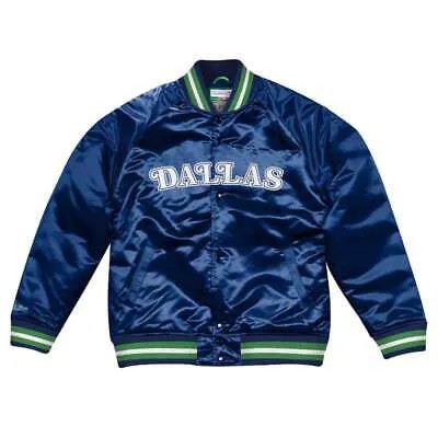 Легкая атласная куртка на пуговицах Mitchell - Ness DM мужская синяя повседневная спортивная