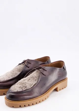 Коричневые туфли с вставкой из искусственного меха H by Hudson-Коричневый цвет