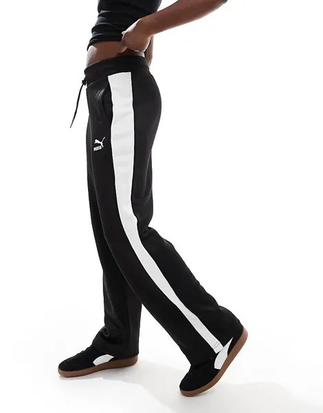 PUMA – Iconic T7 – Черные спортивные штаны прямого кроя