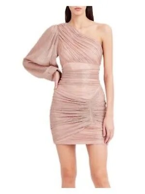 BCBG MAXAZRIA Женское розовое мини-вечернее облегающее платье с длинными рукавами на подкладке S
