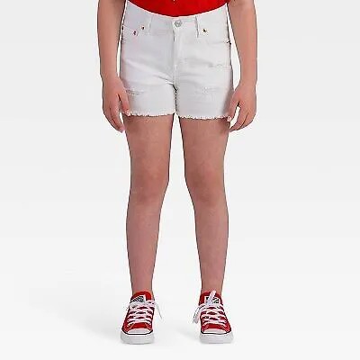 Джинсовые шорты Levis Girlfriend для девочек — белые с потертостями 16