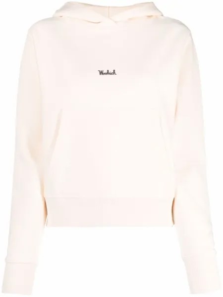 Woolrich худи из смесового хлопка с логотипом, нейтральный цвет