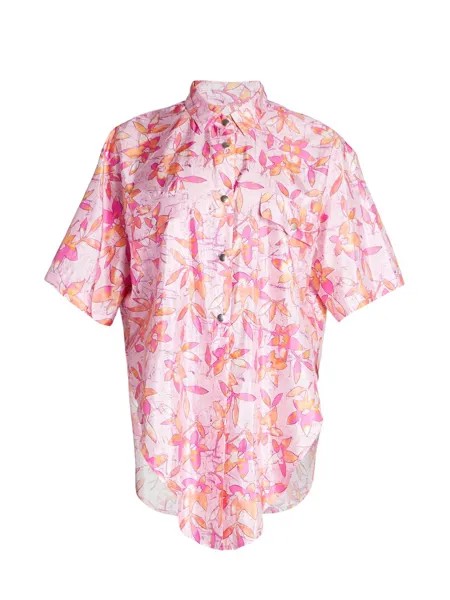 Шелковая рубашка на пуговицах с цветочным принтом Liaggy Isabel Marant, розовый