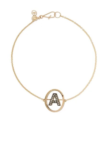 Annoushka золотой браслет с инициалом A и бриллиантами