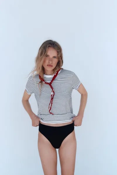 Футболка из 100% хлопка ZARA, в полоску