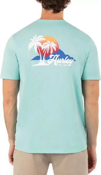Мужская футболка Hurley с короткими рукавами на каждый день Island Time, бирюзовый