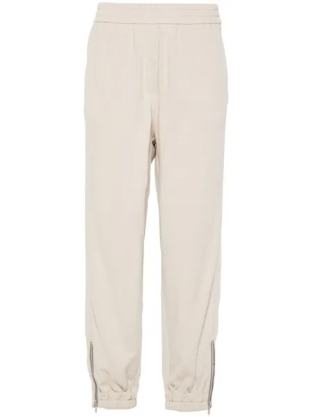Brunello Cucinelli спортивные брюки с декором Monili, нейтральный цвет
