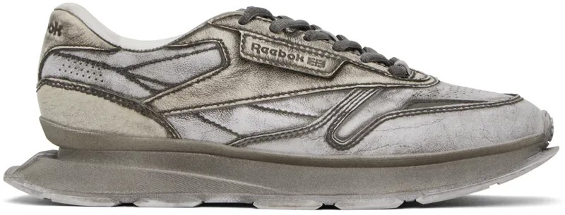 Серые классические кожаные кроссовки LTD Reebok Classics
