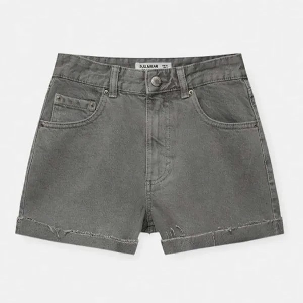 Шорты-бермуды Pull&Bear Mid Waist Denim, серый