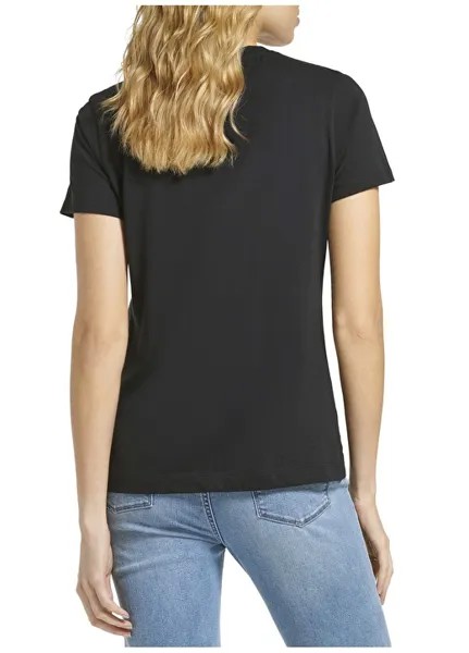 Простая черная женская футболка с круглым вырезом Dkny Jeans