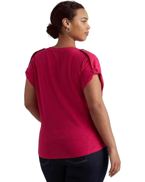 Футболка LAUREN Ralph Lauren Plus Size Slub Jersey Roll-Tab-Sleeve Tee, цвет Sport Pink