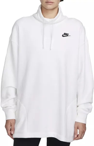 Женская оверсайз-толстовка из флиса Nike Club с воротником-стойкой, белый