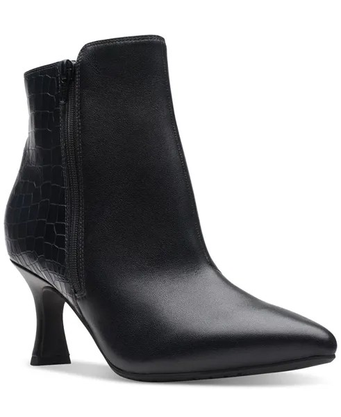 Женские светящиеся ботильоны Kataleyna с острым носком Clarks, цвет Black Leather