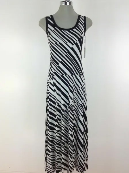 Calvin Klein NWT Элегантное ЧЕРНО-БЕЛОЕ летнее платье с абстрактным принтом, размер 6