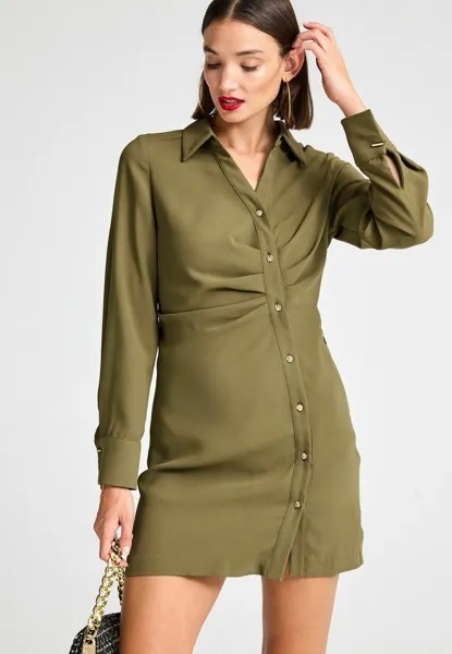 Платье-рубашка на талии ASYMMETRIC CREPE REGULAR FIT Next, зеленый
