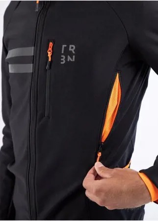 Велосипедная куртка мужская RC500 утеплённая, размер: S, цвет: Черный/Неоновый Морковный TRIBAN Х Декатлон